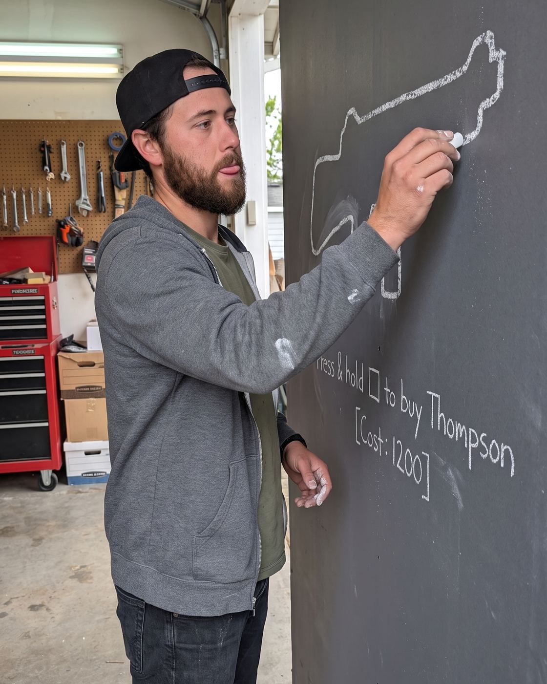 Drawing the weapon outline on the wall in chalk
