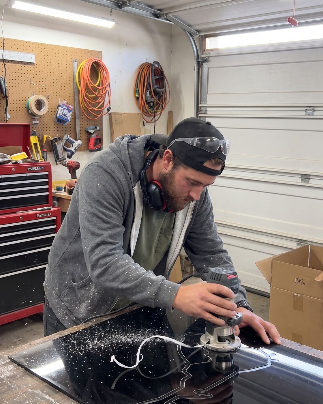 Routing the channel into the acrylic